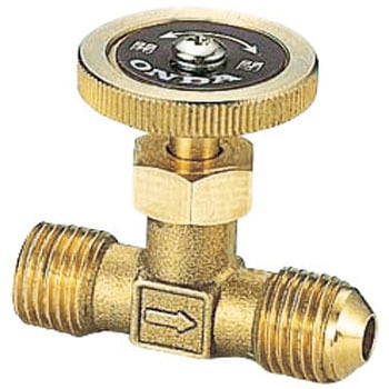 R 1/4"x 8mm ニードルバルブ(黄銅ハンドル/ホースニップ エスコ