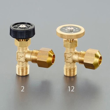 R 1/4"x 8mm ニードルバルブ(黄銅ハンドル/フレアーナット エスコ