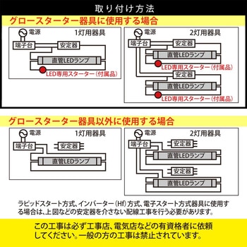 直管LEDランプ 40形相当 グロースターター器具専用 オーム電機