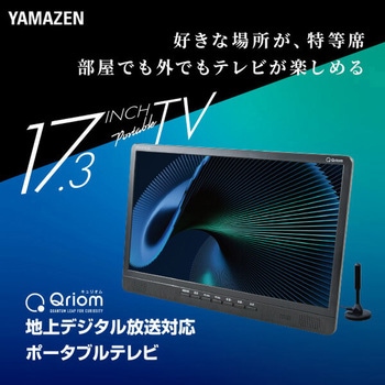 ポータブルテレビ 地上デジタル放送対応 17.3インチ 電源3WAY AC DC モバイルバッテリー mini B-CASカード付属 - YAMAZEN(山善)