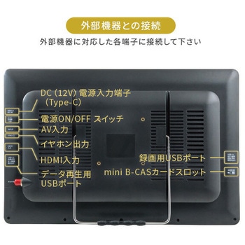 ポータブルテレビ 地上デジタル放送対応 17.3インチ 電源3WAY AC DC モバイルバッテリー mini B-CASカード付属 YAMAZEN(山善)