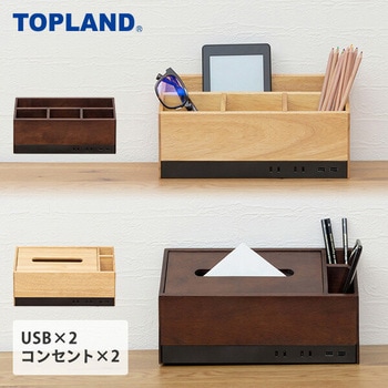 USBタップ付 デスク上収納ラック オーガナイザー TOPLAND