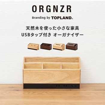 USBタップ付 デスク上収納ラック オーガナイザー TOPLAND