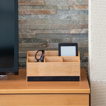 USBタップ付 デスク上収納ラック オーガナイザー TOPLAND