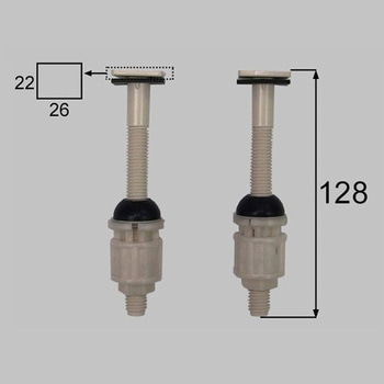 EA472CC-1 便座用取付ボルト(2個) エスコ 全長128mm EA472CC-1