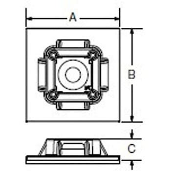 25.4x25.4mm結束バンド用ベース(粘着付/100個) エスコ