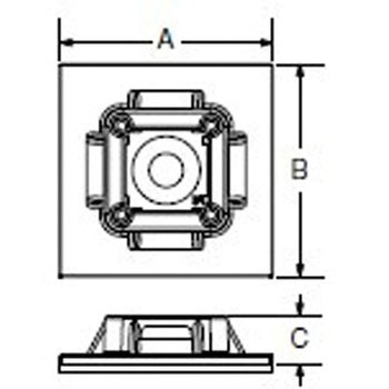 28.4x28.4mm結束バンド用ベース(粘着付/100個) エスコ