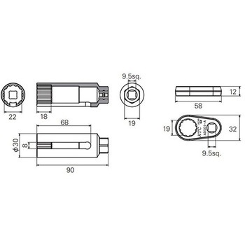 3/8"DR O2センサー用ソケットセット エスコ