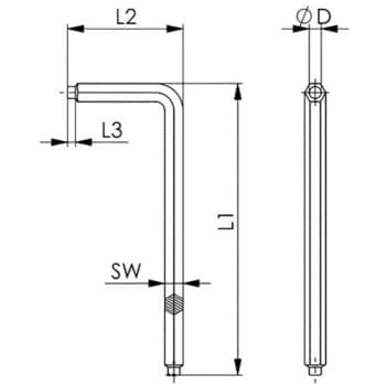 EA573GR-8 8x100mm パイロットリセス付ボルト用六角棒レンチ 1本 EA573GR-8 8x100mm パイロットリセス付ボルト用六角棒レンチ 1本