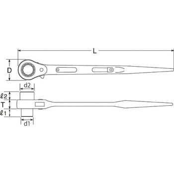 16x18mm/312mm 両口ラチェットレンチ(シノ付) エスコ