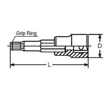 3/8"DR/4x62mm[HEX]ビットソケット(グリップリング付) エスコ