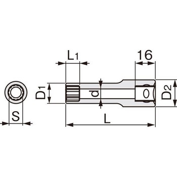 1/2"DRx 1/2"   ディープソケット(インチ/十二角) エスコ
