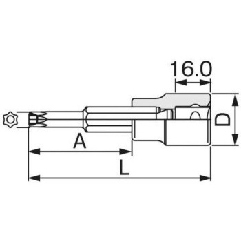1/2"DR/T50 [Torx]ビットソケット(イジリ止付) - エスコ