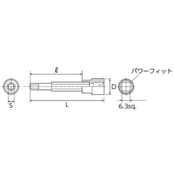 1/4"DRx 1/8"  [INHEX]ビットソケット エスコ