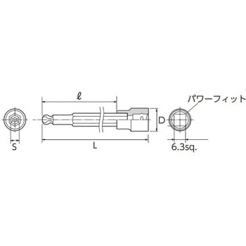 1/4"DRx 7/32" [Ball-Hex]ロングビットソケット エスコ