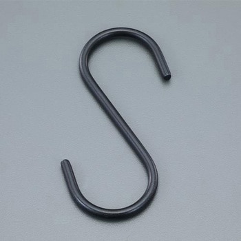 100x4.0mm Sフック(マットブラック焼付塗装/2個) エスコ