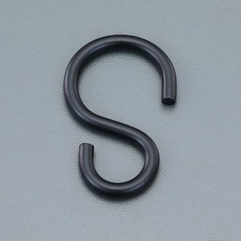 36x3.0mm Sフック(マットブラック焼付塗装/3個) エスコ