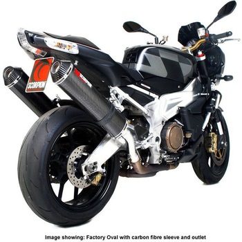 Factory オーバルスリップオン ステンレススリーブ eマーク Aprilia RSV1000 2003 - 2008 Scorpion (スコーピオン)