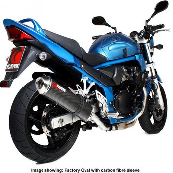 Factory ラウンドスリップオン カーボンファイバースリーブ eマーク Suzuki GSF 600/650 Bandit 00-06 Scorpion (スコーピオン)