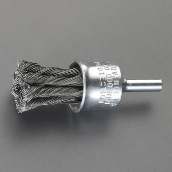 25.0mm/6.35mm軸 エンド型軸付ブラシ(スチール製) エスコ