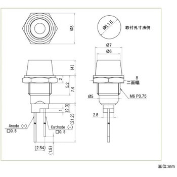 Φ 6.1mm 表示灯LEDブラケット(緑) エスコ