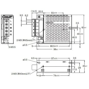 EA940DN-81A DC24V/ 30W スイッチングパワーサプライ(正面取付) エスコ