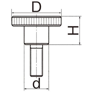M6x30mm/Φ24mm ローレットノブ(雄ねじ/ステンレス製) エスコ