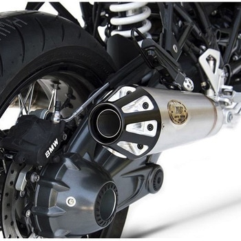 N.2 ステンレススチール スリップオン + BLACK-シルバー END-CAPS BMW R NINE-T 1200 (2015-2019) ZARD (ザード)