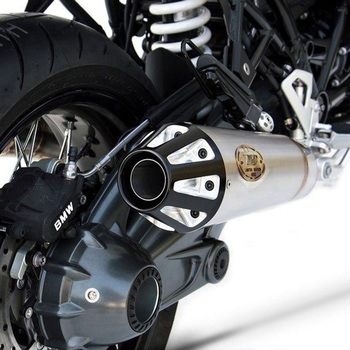 N.2 ステンレススチール レーシング スリップオン + BLACK-シルバー END-CAPS BMW R NINE-T 1200 (2015-2019) ZARD (ザード)