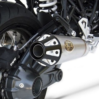 N.2 チタン レーシング スリップオン + BLACK-シルバー END CAPS BMW R NINE-T 1200 (2015-2019) ZARD (ザード)