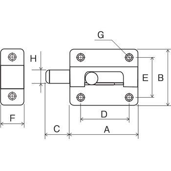 27.0x30.5mm 塗ラッチ(黒) - エスコ