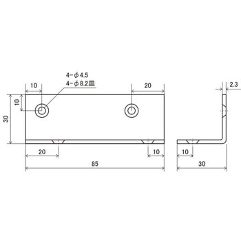 30 x30x85mm ワイドアングル(スチール/黒/2個/ビス付 エスコ