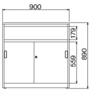 900x450x890mm カウンター(引戸/中棚付) エスコ