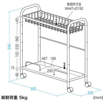 EA954HC-531 500x200x540mm サイドラック(キャスター付) 1個 エスコ