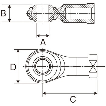 M20xP1.5  ロッドエンド(無給油式/雌ネジ/右ネジ) エスコ