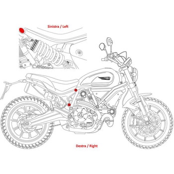 Rear frame holes plugs kit Ducati Scrambler 1100 - CNC Racing (シーエヌシーレーシング)