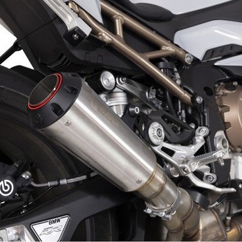 Red Power スリップオン， ブラッシュドステンレススリーブ (NON EU HOMOLOGATED) - Scorpion (スコーピオン)