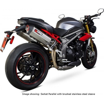 Serket スリップオン (ペア) ブラックセラミックコーティングスリーブ eマーク Triumph Speed Triple 1050 Scorpion (スコーピオン)