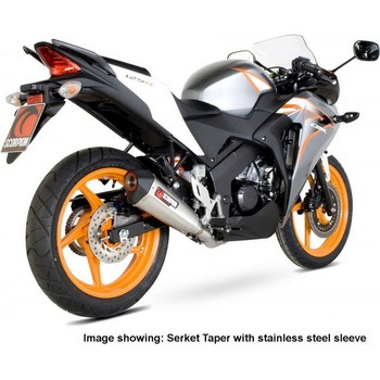 Serket テーパーフルシステム カーボンファイバースリーブ eマーク Honda CBR 125 R 2011 - 201 Scorpion (スコーピオン)
