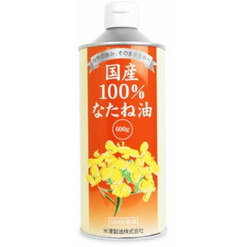 米澤製油 国産100%なたね油 缶 600gx12 米澤製油