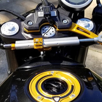 Steering damper kit Ducati Scrambler - Cafe Racer mounting accessory ブラック CNC Racing (シーエヌシーレーシング)