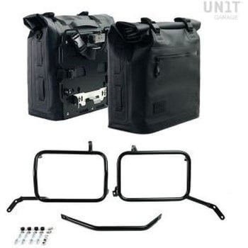 Two Khali サイドパニア TPU 35L - 45L + アルミプレート(ペア)付 Inox サブフレーム Moto Guzzi V85TT | 2xUG002-AL0C-2252-BL UnitGarage (ユニットガレージ)