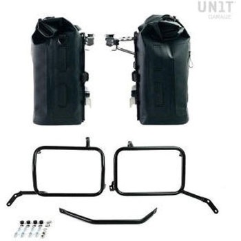 Two Khali サイドパニア TPU 35L - 45L + アルミプレート(ペア)付 Inox サブフレーム Moto Guzzi V85TT | 2xUG002-AL0C-2252-BL UnitGarage (ユニットガレージ)