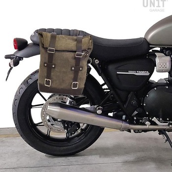 Waxed Suede サイドパニアケース + 右 サブフレーム Triumph Street Twin 900 (2016 until now) | U002-1017DX UnitGarage (ユニットガレージ)