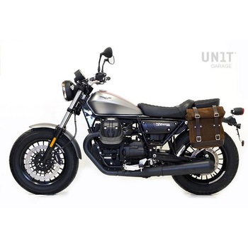 Waxed Suede サイドパニアケース + 左 サブフレーム Guzzi V9 Bobber | U002-2250SX UnitGarage (ユニットガレージ)
