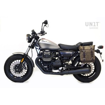 Waxed Suede サイドパニアケース + 左 サブフレーム Guzzi V9 Bobber | U002-2250SX UnitGarage (ユニットガレージ)