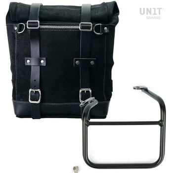 Waxed suede サイドパニアケース Scram 22L-30L + 左 frame for Ducati Scrambler 1100 with double exhaust on the right | U202-1009SX UnitGarage (ユニットガレージ)