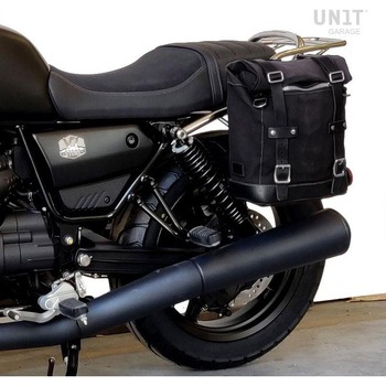 Waxed suede サイドパニアケース Scram 22L-30L + 左 サブフレーム Guzzi V7_850 | U202-2216SX UnitGarage (ユニットガレージ)