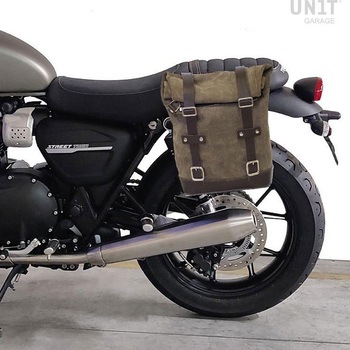 Waxed suede サイドパニアケース Scram 22L-30L + 左 サブフレーム Triumph Street Twin 900 SX (2016 until now) | U202-1017SX UnitGarage (ユニットガレージ)