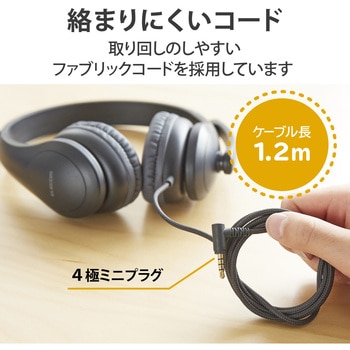 ヘッドホン ヘッドセット マイク付き 有線 Φ3.5mm4極ミニプラグ アジャスター付 オーバーヘッドタイプ 無指向性 タブレット ノートPC キッズ オンライン授業 エレコム